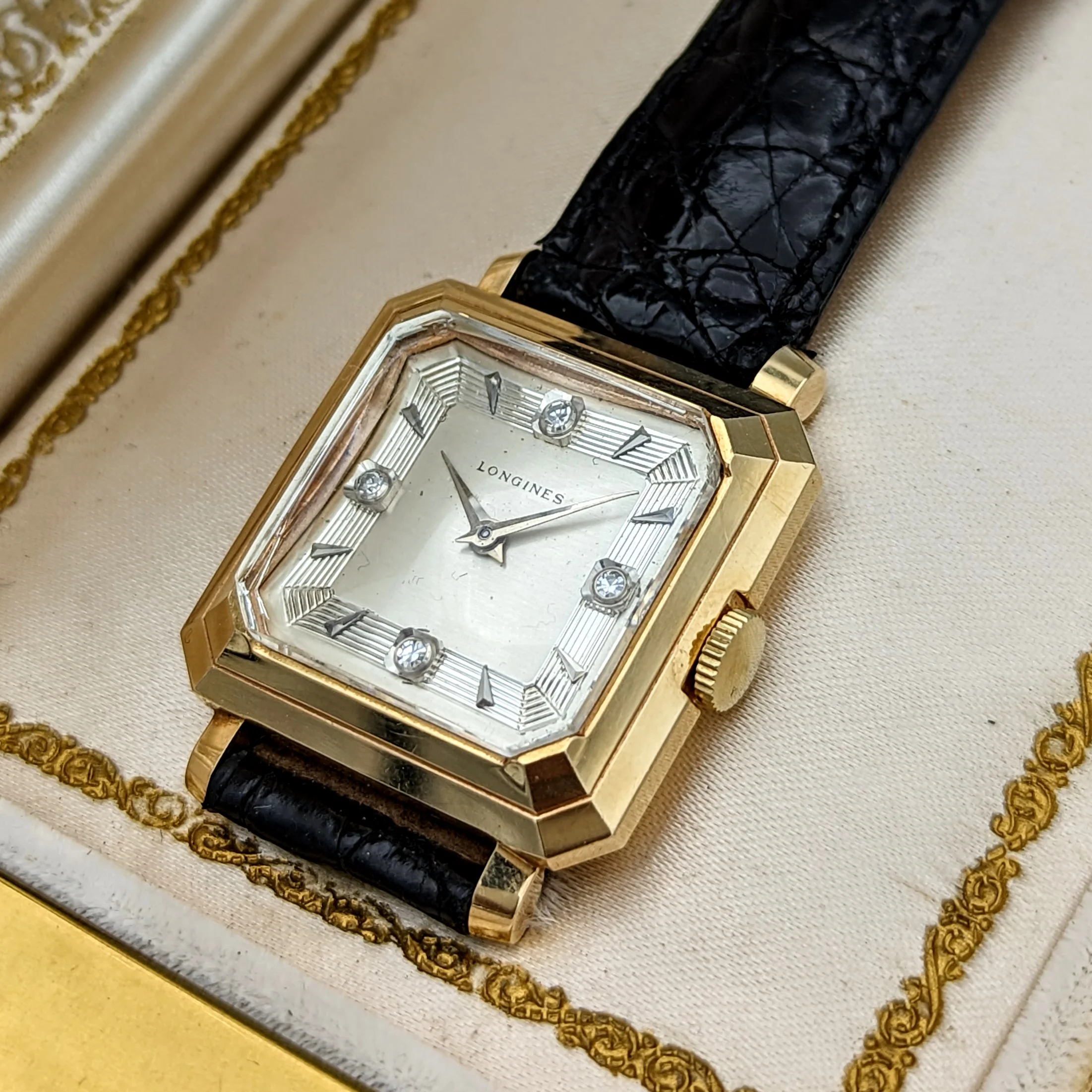 LONGINES President Garfield Watch Diamond Dial 14K GOLD Cal. 23Z Wristwatch - Image 20