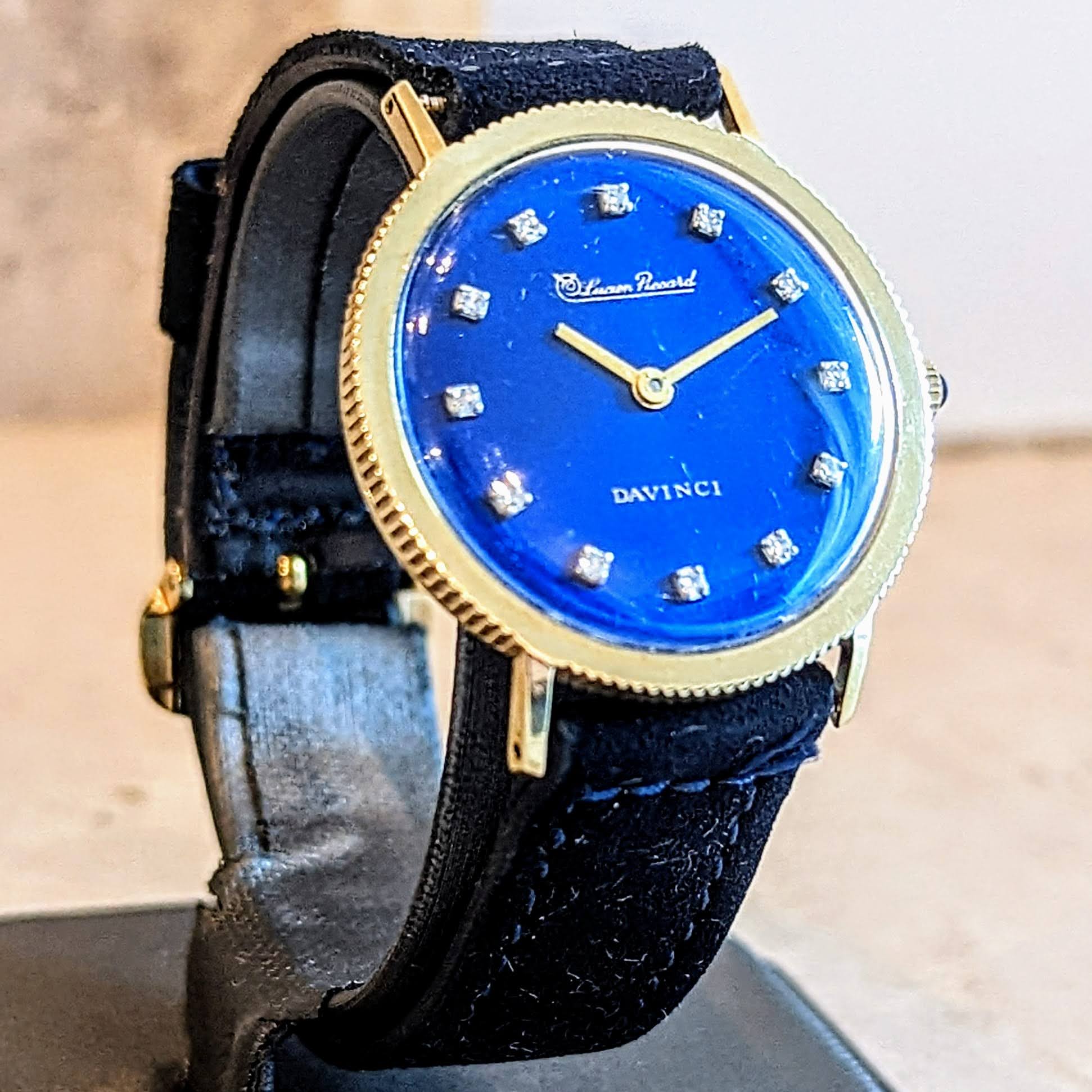 LUCIEN PICCARD Davinci Watch Blue Dial 14K GOLD Mechanical Wristwatch - Image 3