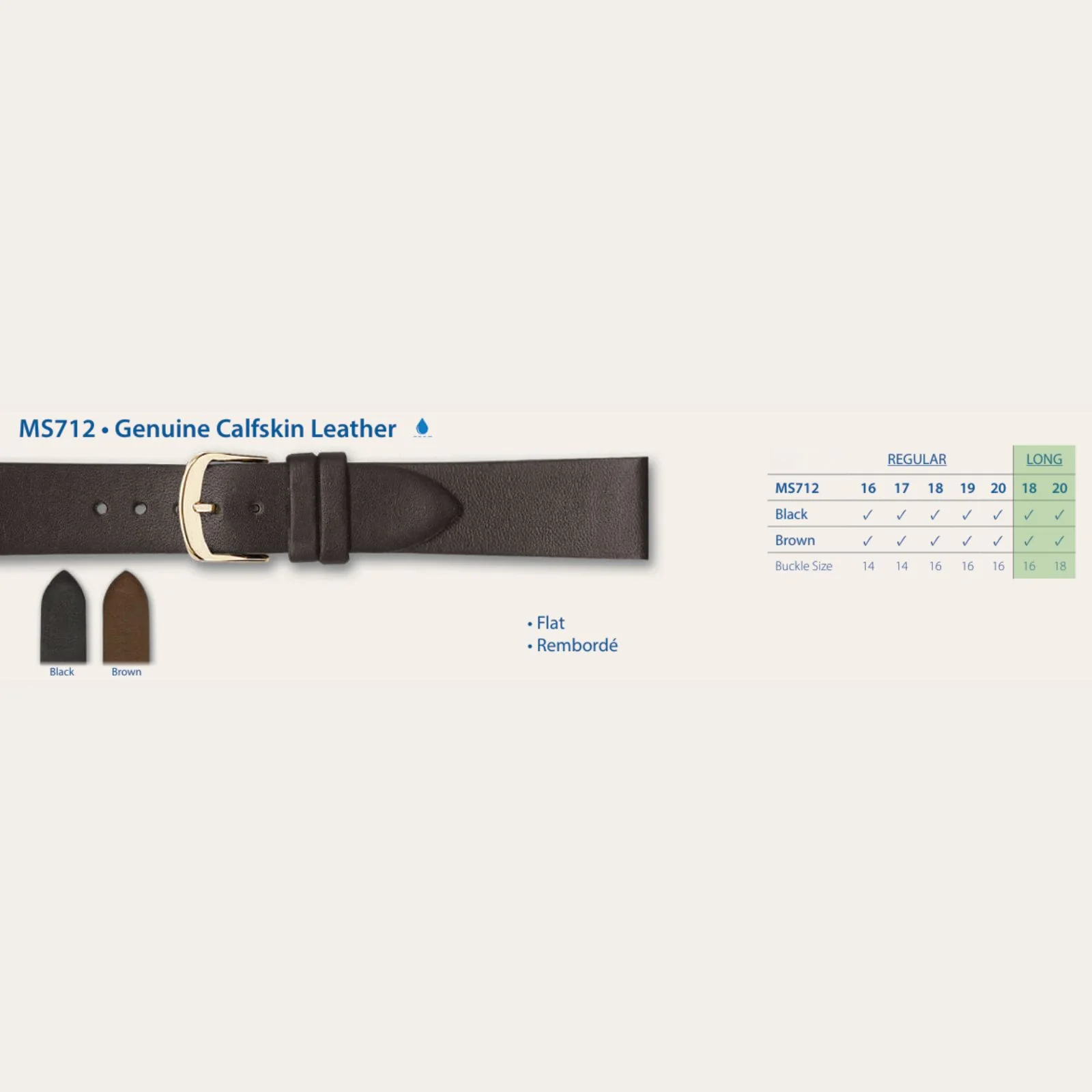 MS712 - Genuine Calfskin Leather - Hadley Roma Watch Strap - Image 6